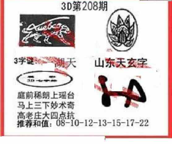 24208期: 福彩3D丹东全图分析