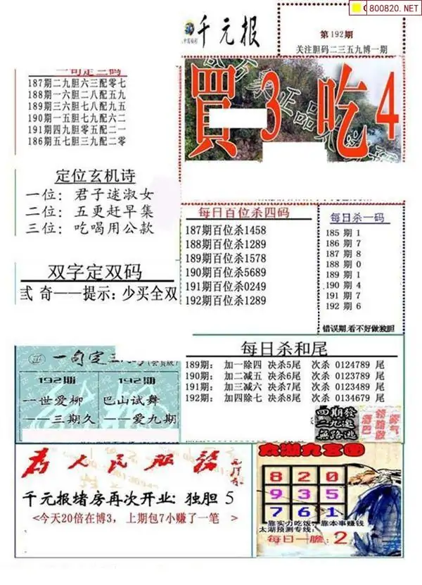 25192期: 福彩3D全套图版参考