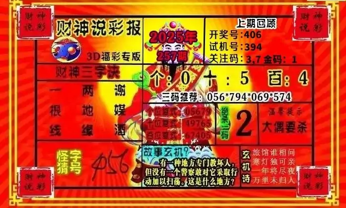 25257期: 财神说彩3D全套图版