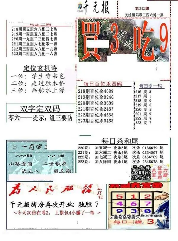 25223期: 福彩3D全套图版参考