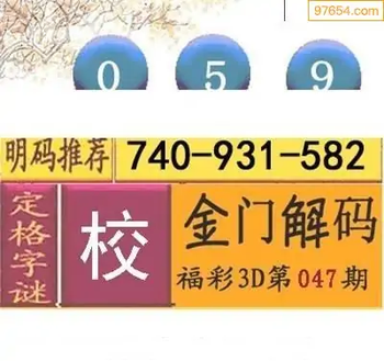 福彩3D26047期天中全套预测分析图