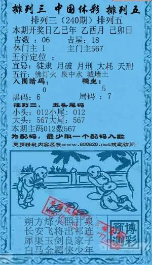 25240期: 福彩3D红黄蓝报