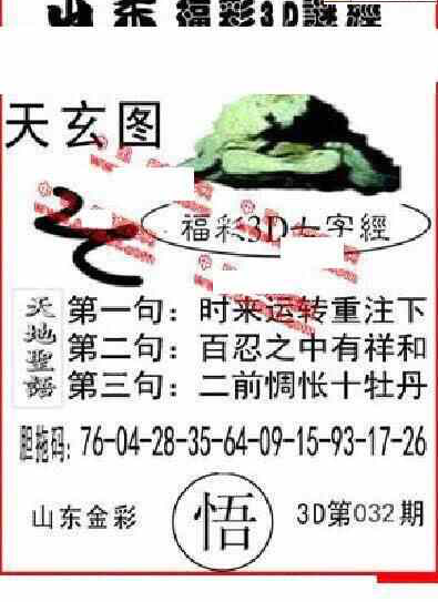 25032期: 福彩3D丹东全图分析