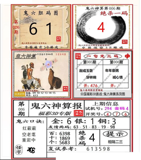 26006期: 福彩3D鬼六神算图