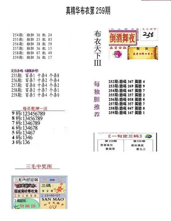 25259期: 福彩3D全套图版参考