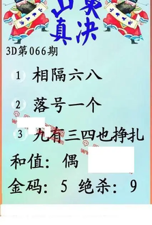 26066期: 福彩3D丹东全图分析