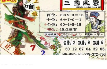 26069期: 福彩3D丹东全图分析