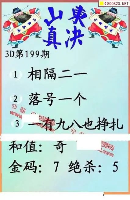 25199期: 福彩3D丹东全图分析
