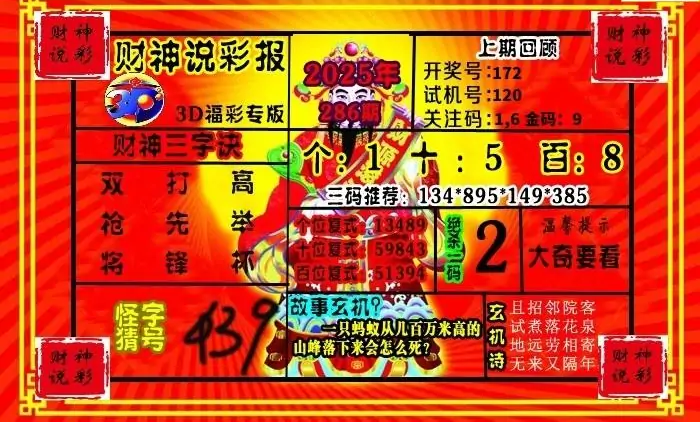 25286期: 财神说彩3D全套图版