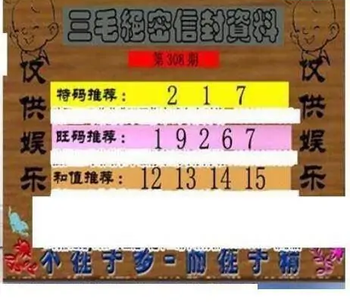 25308期: 三毛3D精品图谜