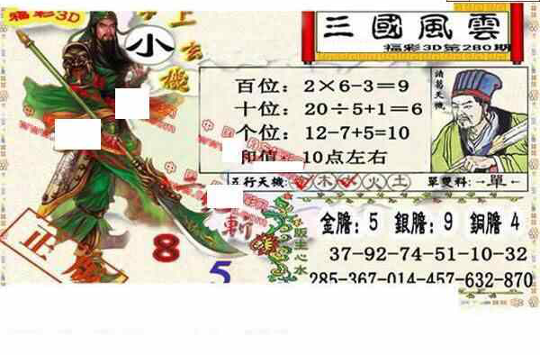 24280期: 福彩3D丹东全图分析