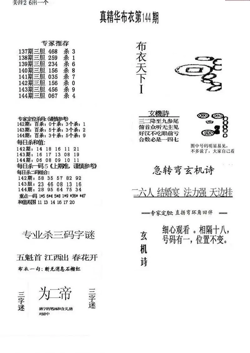 25144期: 福彩3D全套图版参考