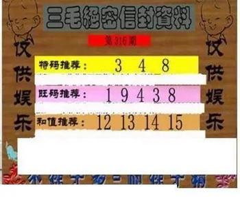 25316期: 三毛3D精品图谜