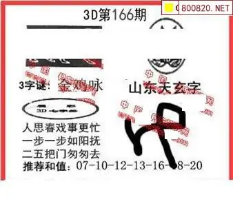 25166期: 福彩3D丹东全图分析