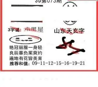 25073期: 福彩3D丹东全图分析