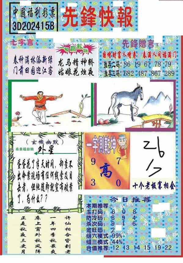 24158期: 福彩3D丹东全图分析