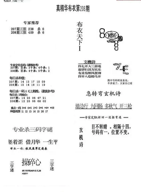 25208期: 福彩3D全套图版参考