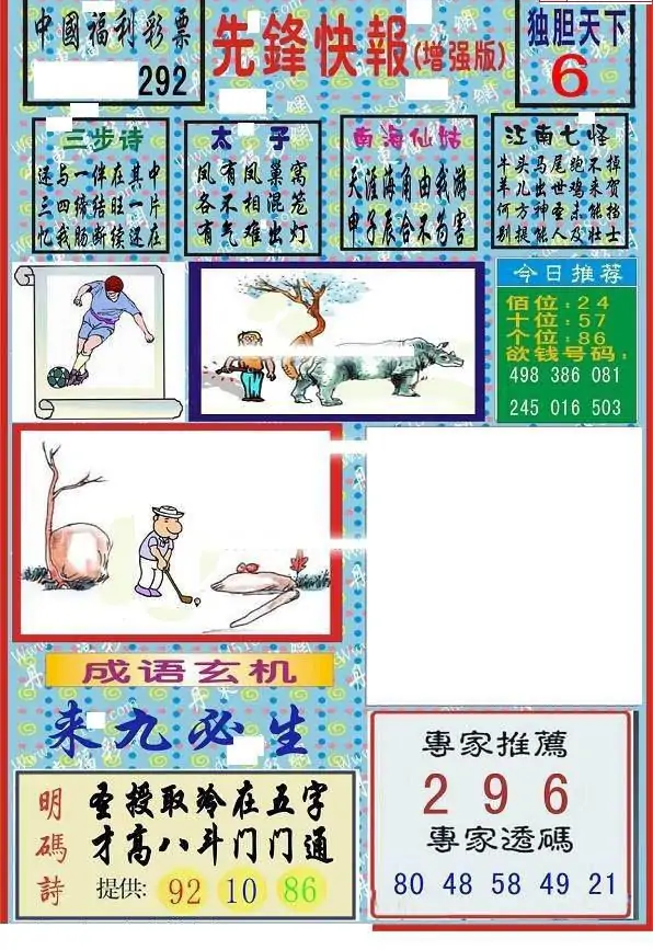 25292期: 福彩3D丹东全图分析