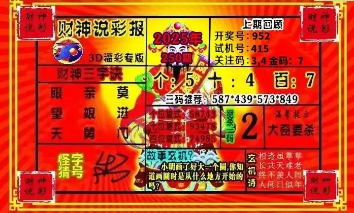 25250期: 财神说彩3D全套图版