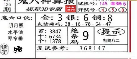 25136期: 福彩3D鬼六神算图