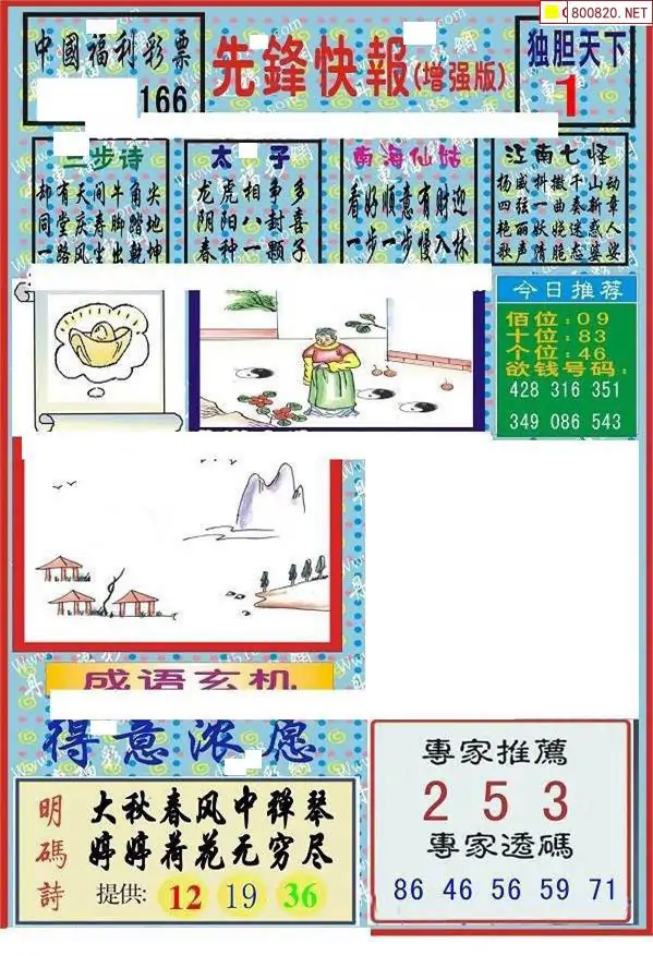 25166期: 福彩3D丹东全图分析