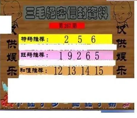 25267期: 三毛3D精品图谜