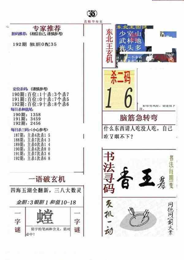 24192期: 福彩3D全套图版参考