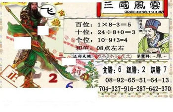 26104期: 福彩3D丹东全图分析