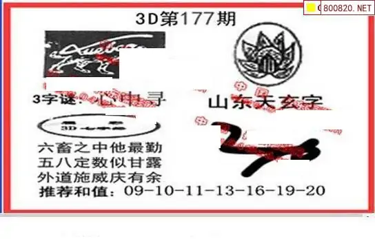 25177期: 福彩3D丹东全图分析