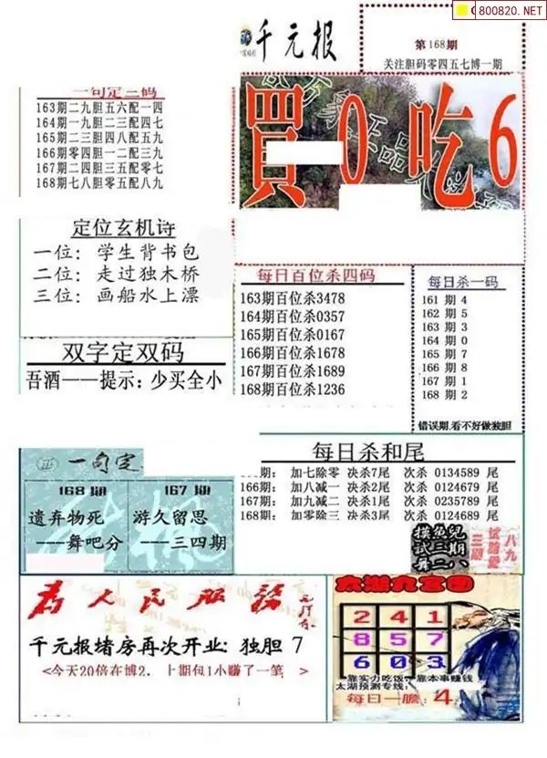 25168期: 福彩3D全套图版参考