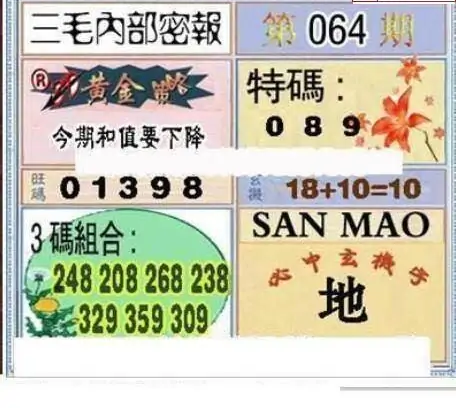 25064期: 三毛3D精品图谜