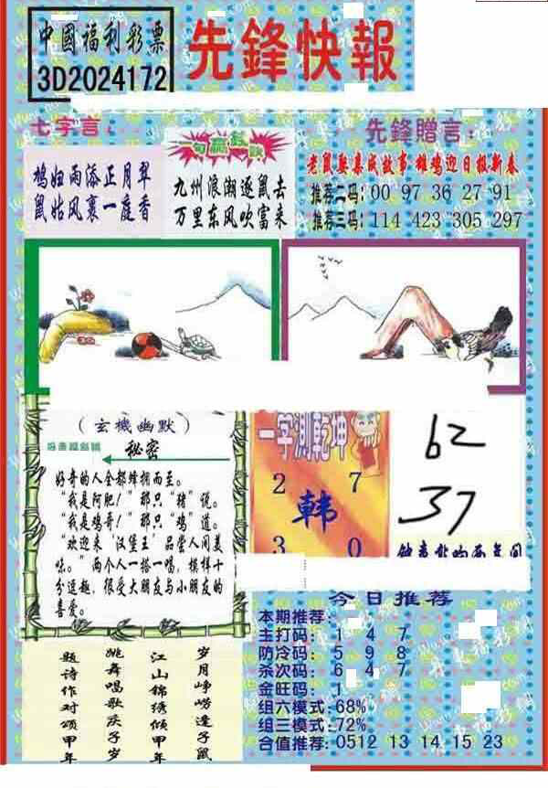 24172期: 福彩3D丹东全图分析