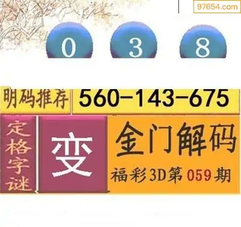 福彩3D26059期天中全套预测分析图