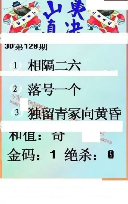 25128期: 福彩3D丹东全图分析