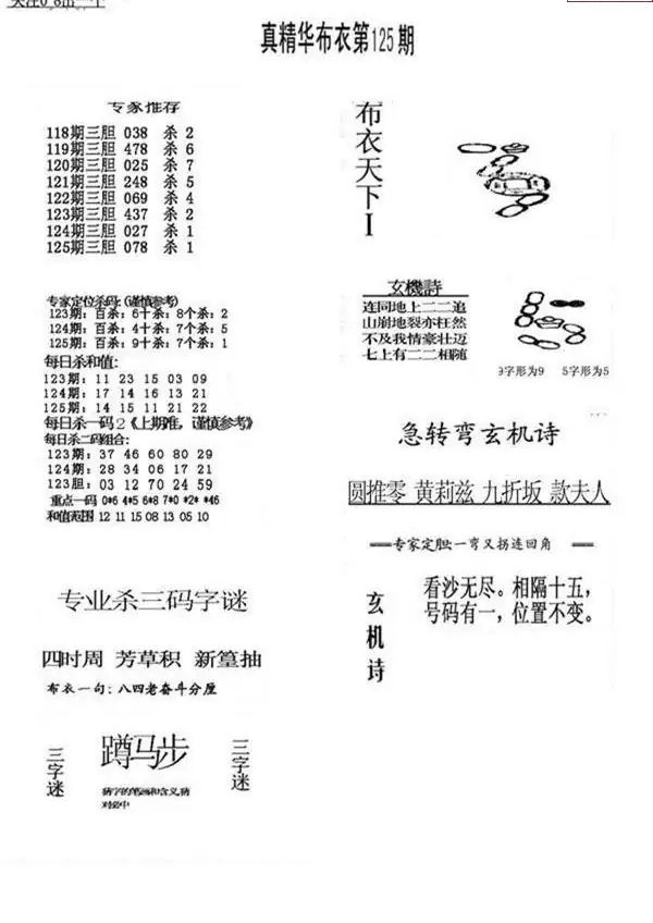 25125期: 福彩3D全套图版参考