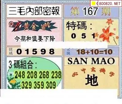 25167期: 三毛3D精品图谜