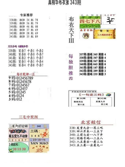 25343期: 福彩3D全套图版参考