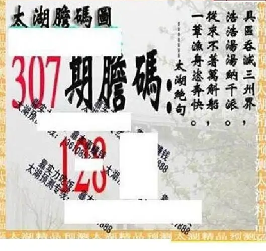 25307期: 太湖图福彩3D精品预测