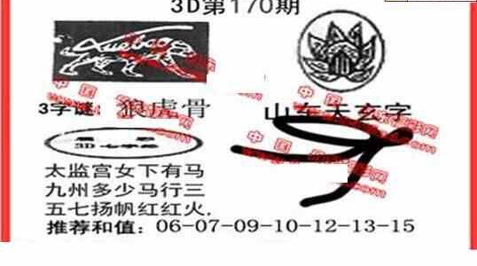 24170期: 福彩3D丹东全图分析