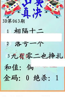 26063期: 福彩3D丹东全图分析