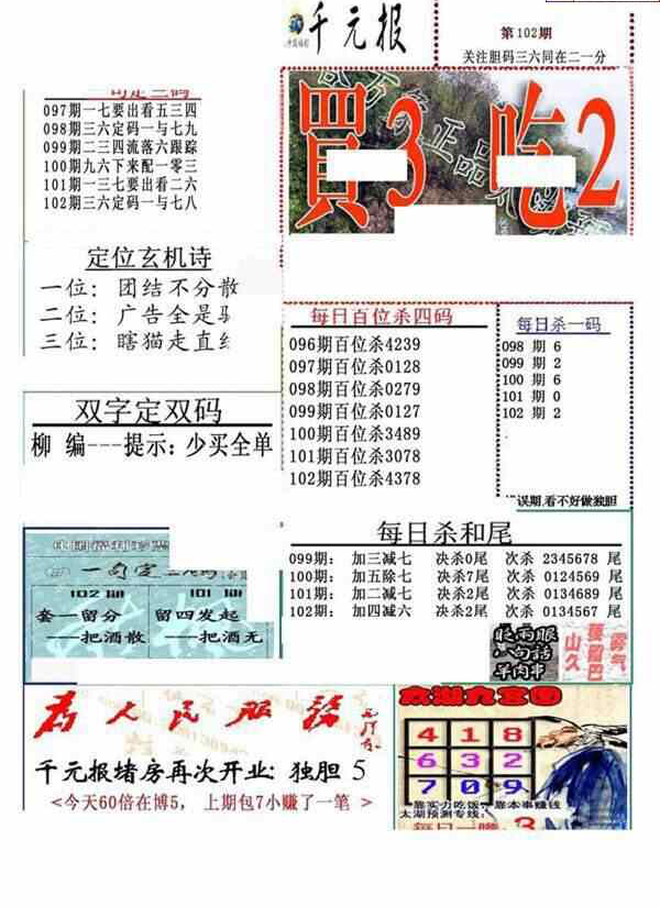 24102期: 福彩3D全套图版参考