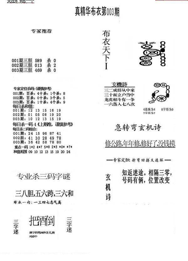 25003期: 福彩3D全套图版参考