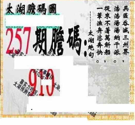 24257期: 太湖图福彩3D精品预测