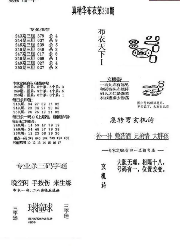 25250期: 福彩3D全套图版参考