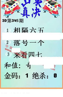 25345期: 福彩3D丹东全图分析