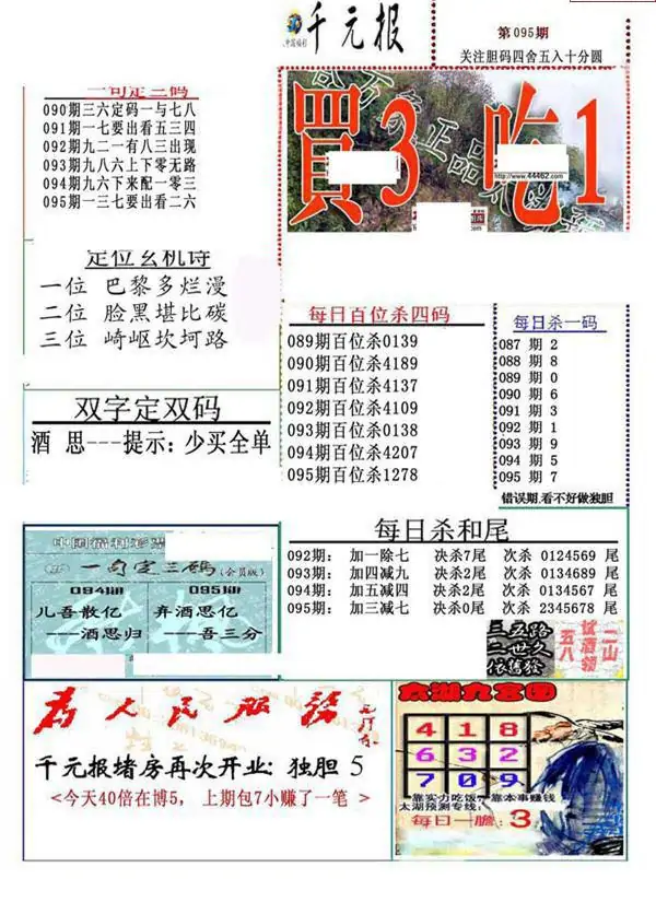 25095期: 福彩3D全套图版参考