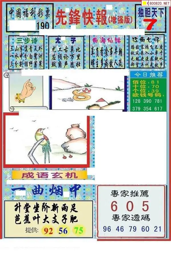 25190期: 福彩3D丹东全图分析