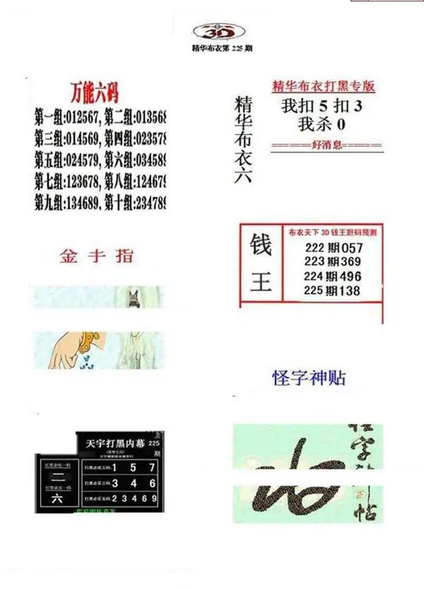25225期: 福彩3D全套图版参考