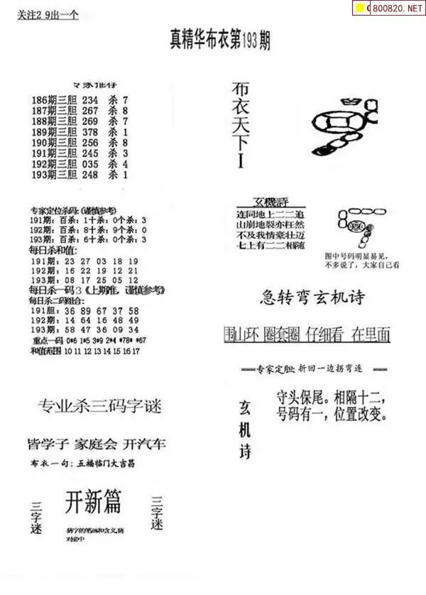 25193期: 福彩3D全套图版参考