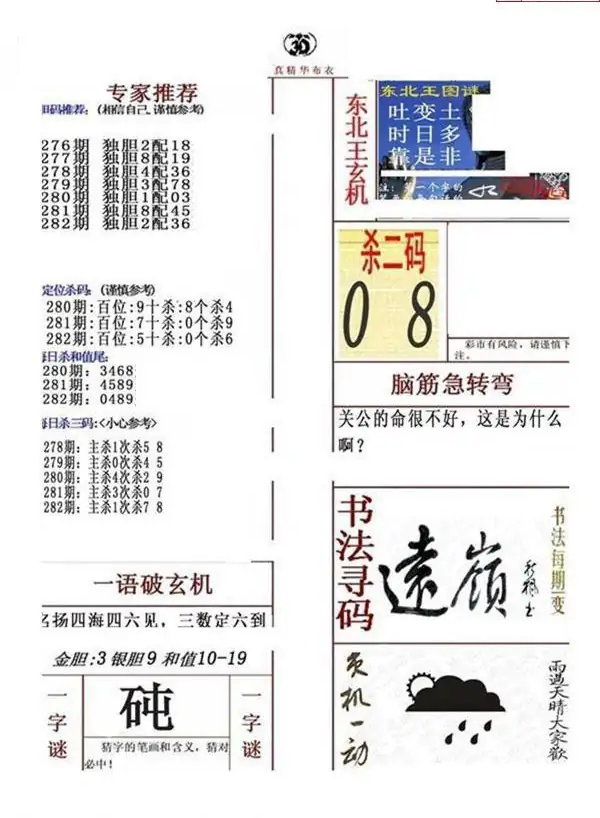 25282期: 福彩3D全套图版参考